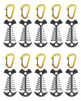 Гибкая фурнитура NACETURE для деревянных колышков для палубы, совместимая с набором пружин для карабинов для кемпинга и палаток, набор из 10 алюминиевых гибких крепежных деталей (10