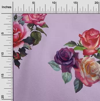 Гибкая хлопковая ткань oneOone с акварельным принтом в виде листьев и роз, 1 ярд, 40 дюймов 42 Inch - Viscose Chiffon лавандовый