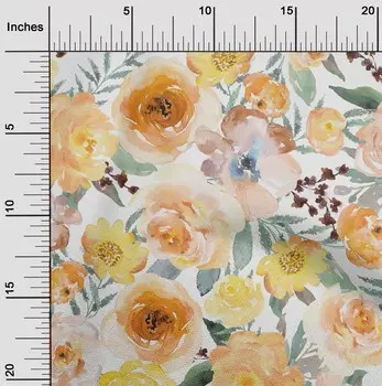 Гибкая хлопковая ткань oneOone с акварельным принтом листьев и пионов и цветочным принтом BTY, 40 дюймов 42 Inch - Viscose Chiffon бордовый