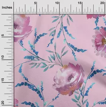 Гибкая хлопковая ткань oneOone с акварельным принтом листьев и пионов и цветочным принтом BTY, 40 дюймов 42 Inch - Viscose Chiffon чёрный