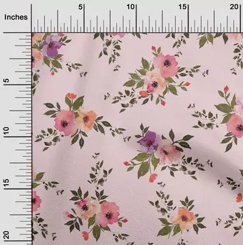 Гибкая хлопковая ткань oneOone с акварельным принтом листьев и пионов и цветочным принтом BTY, 40 дюймов 42 Inch - Viscose Chiffon светло-желтого