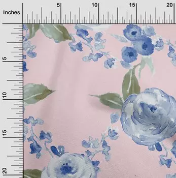 Гибкая хлопковая ткань oneOone с акварельным принтом листьев и пионов и цветочным принтом BTY, 40 дюймов 42 Inch - Viscose Chiffon персиковый