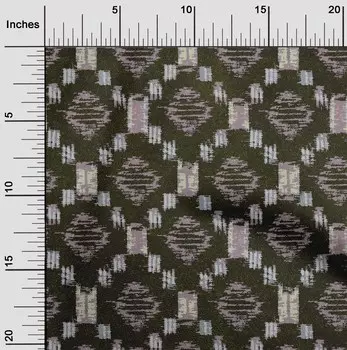 Гибкая хлопковая ткань oneOone с геометрическим принтом Kasuri BTY шириной 40 дюймов 42 Inch - Viscose Chiffon темный оливковый зеленый