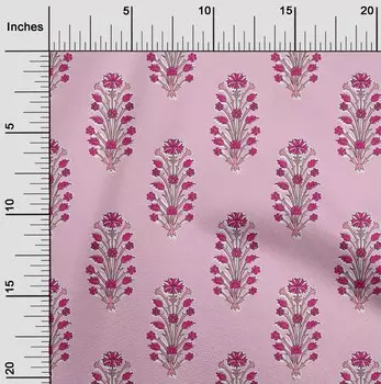 Гибкая хлопковая ткань oneOone с принтом листьев и цветочных блоков в ярдах, 40 дюймов 42 Inch - Viscose Chiffon розовый