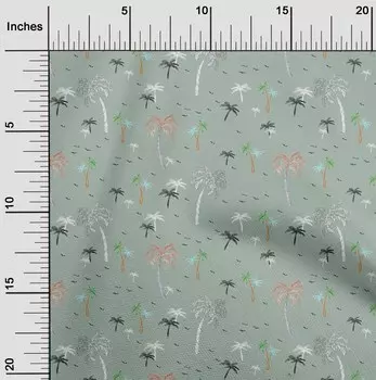 Гибкая хлопковая ткань oneOone с принтом птиц и пальм, 1 ярд, 40 дюймов 42 Inch Wide - Viscose Chiffon чёрный