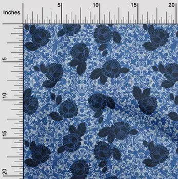 Гибкая хлопковая ткань oneOone с принтом в виде листьев и роз, 40 дюймов в ярдах 42 Inch Wide - Viscose Chiffon cerise розовый