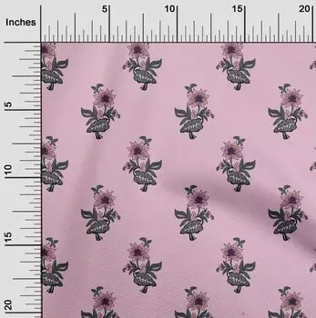 Гибкая хлопковая ткань oneOone с принтом в виде листьев и цветочных блоков 1 ярд 40 дюймов 42 Inch - Viscose Chiffon розовый