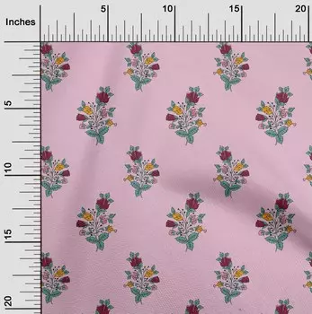 Гибкая хлопковая ткань oneOone с принтом в виде листьев и цветочных блоков 1 ярд 40 дюймов 42 Inch - Viscose Chiffon кадет синий