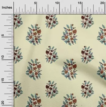 Гибкая хлопковая ткань oneOone с принтом в виде листьев и цветочных блоков 1 ярд 40 дюймов 42 Inch - Viscose Chiffon светло-желтого