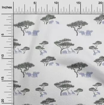 Гибкая хлопковая ткань oneOone с рисунком дерева и животных икат икат с принтом BTY 40 дюймов 42 Inch Wide - Viscose Chiffon чёрный