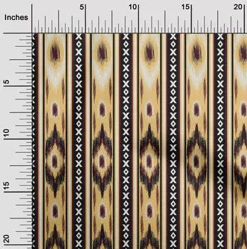 Гибкая хлопковая ткань oneOone в полоску и с геометрическим принтом икат BTY, 40 дюймов 42 Inch Wide - Viscose Chiffon кремовый