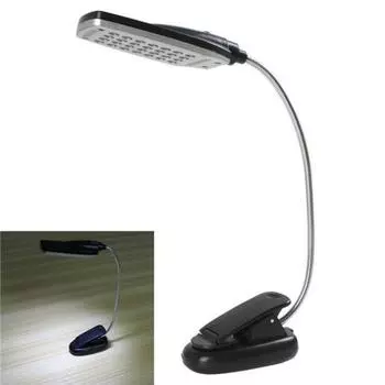 Гибкая лампа с питанием от USB/батарейки, 28 светодиодов, настольная лампа для чтения, настольная лампа чёрный