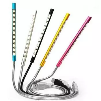 Гибкая металлическая светодиодная настольная лампа для ноутбука, 10 светодиодов, USB-светильник, суперяркая настольная лампа для чтения, лампа для учебы, ноутбук, мини-USB, уникальный красный