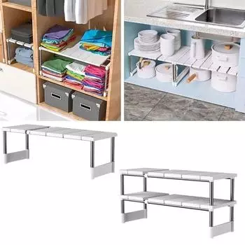 Гибкая многоуровневая стойка Стеллаж для хранения вещей Сортировочные полки для шкафа Многоуровневая перегородка для гардероба Разное Телескопический держатель