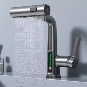 Гибкая насадка для ванной комнаты, кран для раковины, поворот на 360 градусов, кран для раковины, ванная комната чёрный