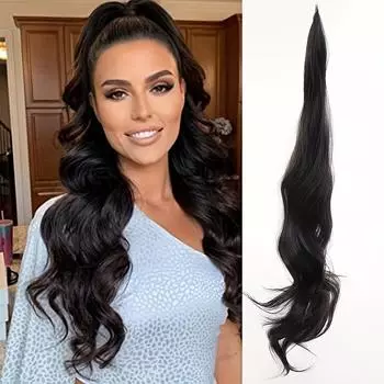 Гибкая обертка вокруг наращивания хвоста Мгновенное обертывание вокруг хвоста Длинный хвостик Наращивание волос Вьющиеся волны Синтетические хвостики Шиньон