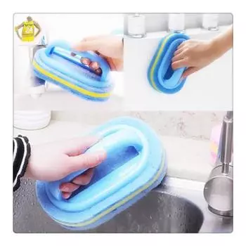 Гибкая пластиковая губка для чистки волокна хлопка щетка для ванной комнаты с ручкой