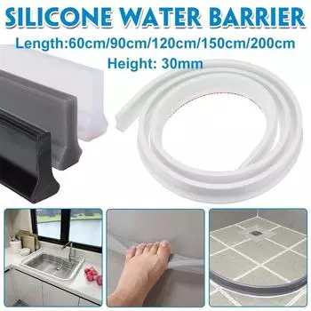 Гибкая пробка для воды в ванной комнате, кухне, барьер для душа, порог, пробка для воды на полу, полоса 10cm белый