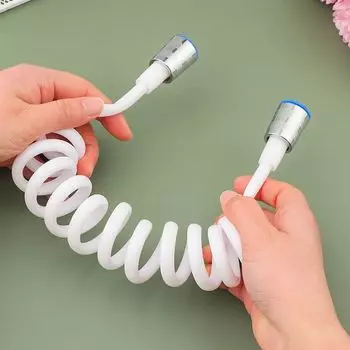 Гибкая противозакручивающаяся телефонная линия Стиль ванны Распылитель Соединительная труба Пружинный шланг для душа Туалет Биде Водопровод 1.5 meters белый