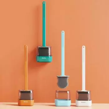 Гибкая щетка для унитаза с держателем для хранения Резиновая противоскользящая щетка TPR для ванной комнаты для кухни белый