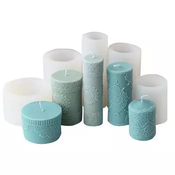 Гибкая силиконовая форма для свечей, цилиндр с кружевным узором, форма для ароматерапии, формы для воска из эпоксидной смолы, принадлежности для изготовления ювелирных изделий B