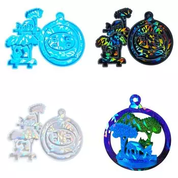 Гибкая силиконовая форма, голографические лазеры, форма для рождественской елки, кулон, гипсовая форма для украшения, принадлежности для изготовления ювелирных изделий T2 синий