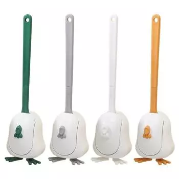 Гибкая силиконовая щетка для унитаза, настенное крепление, экономия места, очиститель для ванной комнаты, длинная ручка, глубокая очистка, долговечность серый