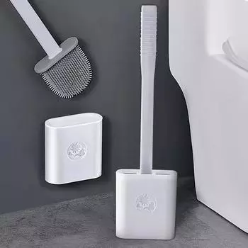 Гибкая силиконовая щетка для унитаза с держателем, герметичная мягкая щетка для чистки унитаза, настенная щетка для ванной комнаты, чистящий инструмент для туалета синий