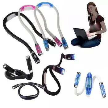 Гибкая светодиодная лампа для чтения на шее, лампа для чтения книг, ночной фонарик, лампа для кемпинга, светодиодная лампа для чтения на шее, креативная рабочая лампа с громкой связью, книжные фонари розовый