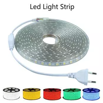Гибкая светодиодная лента, 108 светодиодов/метр, водонепроницаемая светодиодная лента, вилка переменного тока, 220 В переменного тока 1m зелёный