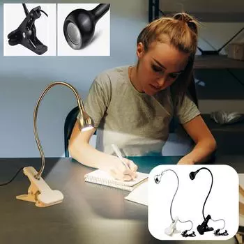 Гибкая светодиодная настольная лампа USB настольный держатель зажим для кровати исследование чтение книги лампа для кормления чёрный