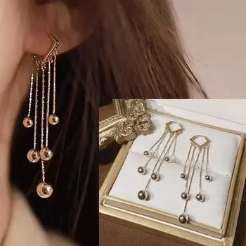 Гибкие металлические серьги с кисточками для женской ниши, универсальные и высококачественные серьги в форме ромба