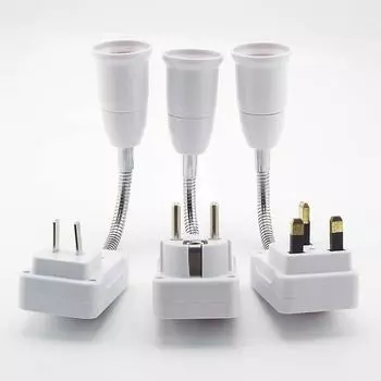 Гибкие основания переменного тока 110 В 220 В переменного тока E27, адаптер для лампы, держатель, преобразователь, выключатель, розетка 20 см, вилка европейского/американского/британского стандарта EU PLUG