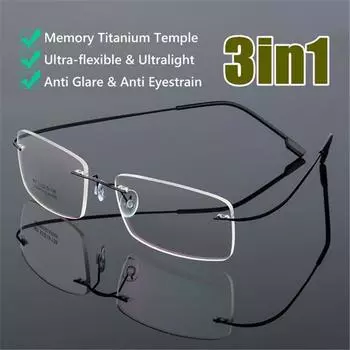 Гибкие сверхлегкие титановые магнитные очки для чтения без оправы с эффектом памяти прочность +1,0~+4,0 очки очки для дальнозоркости очки для чтения +1.0 чёрный