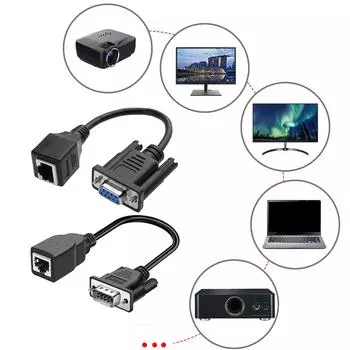 Гибкий 9-контактный последовательный порт DB9, кабель «мама/папа» — RJ45. Кабель-адаптер DB9 — RJ45. Легко подключайте различные устройства. Female