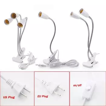 Гибкий держатель настольной лампы на 360 градусов, цоколь E27, цоколь с гусиной шеей, зажимной кабель с выключателем для домашнего растения Single head EU Plug