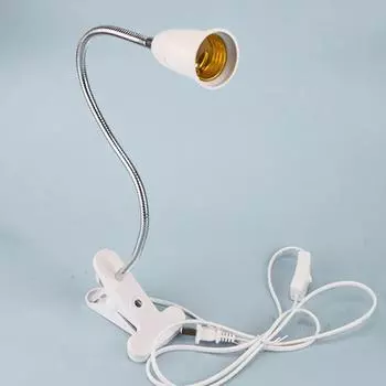 Гибкий держатель настольной лампы на 360 градусов, цоколь E27, цоколь с гусиной шеей, зажимной кабель с выключателем для домашнего растения No light bulb