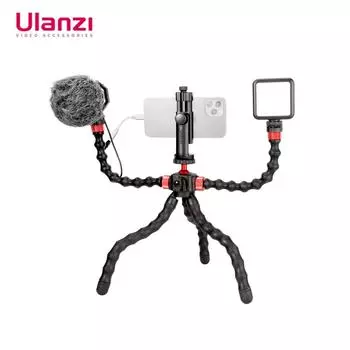 Гибкий комплект для видеоблогов Ulanzi, видеокомплект для смартфона, штатив-осьминог + 2 удлинителя + чёрный