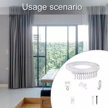 Гибкий комплект карнизов для потолочных штор Easy Glides Designs Белые рельсы с роликами Крючок для окон в душевых и комнатных перегородках A