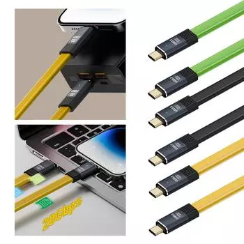Гибкий мягкий кабель для зарядки USB 3.2 Type C, быстрая скорость передачи данных 20 Гбит/с, поддержка OTG 8K60 Гц для ноутбуков и телефонов 7