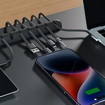 Гибкий органайзер для кабеля, многосеточный самоклеящийся фиксатор, антистатический, простая установка, настольное устройство для намотки кабеля, хранение 3