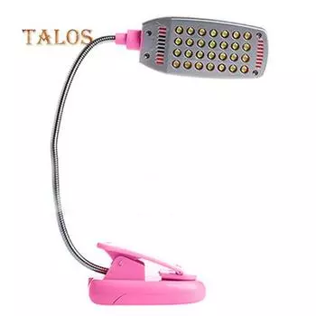 Гибкий регулируемый зажим с зажимом, 28 светодиодных настольных ламп, прикроватный настольный светильник для чтения, гирлянда розовый