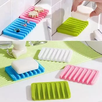 Гибкий силиконовый держатель для мыльницы для ванной комнаты, держатель для мыльницы, тарелка, слив белый