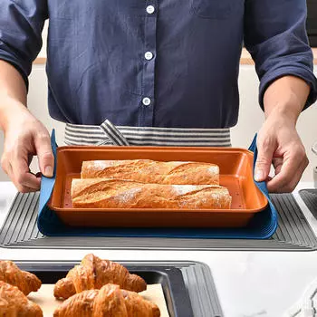 Гибкий силиконовый коврик для кастрюли для защиты кухонной столешницы от жары темно-синий