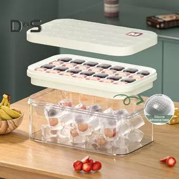 Гибкий силиконовый лоток для льда с крышкой, легко открывающийся, прозрачные формы большой емкости, поставки батончиков и кухонь Dual Layer жёлтый