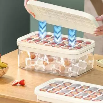 Гибкий силиконовый лоток для льда с крышкой, легко открывающийся, прозрачные формы большой емкости, поставки батончиков и кухонь Dual Layer жёлтый
