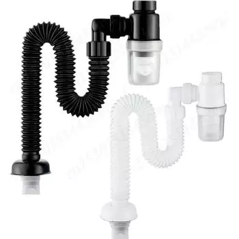 Гибкий сливной желоб, антизасоряющий телескопический гибкий слив для раковины, домашний шланг для раковины, дезодорирующий фильтр для раковины, слив для ванной комнаты белый