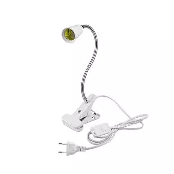 Гибкий светодиодный держатель настольной лампы на 360 градусов с зажимом E27, розетка-преобразователь с включением и выключением света, управление выключателем, адаптер питания с вилкой европейского стандарта