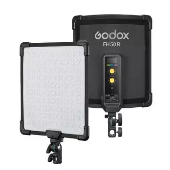 Гибкий светодиодный светильник GODOX FH50R, 62 Вт, RGB-светильник для фотосъемки, 2500–10 000 K, индекс цветопередачи более 96 с 14 лампами US Plug чёрный