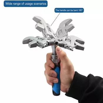 Гибкий телескопический гаечный ключ с качающейся головкой, 180-градусный динамометрический ключ, ручной инструмент 10 Inch